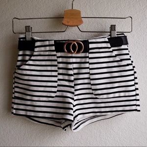 Black and White Striped Shorts